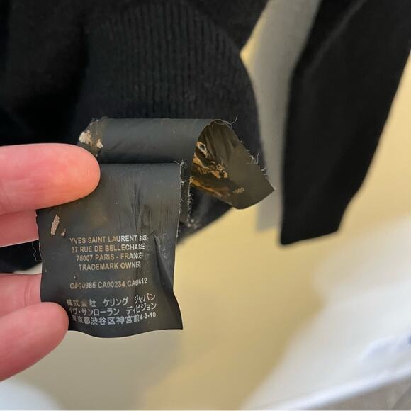 Saint Laurent Black Cashmere Pullover Sweater Ribbed Trim Womens Size XXS - Picture 8 of 11